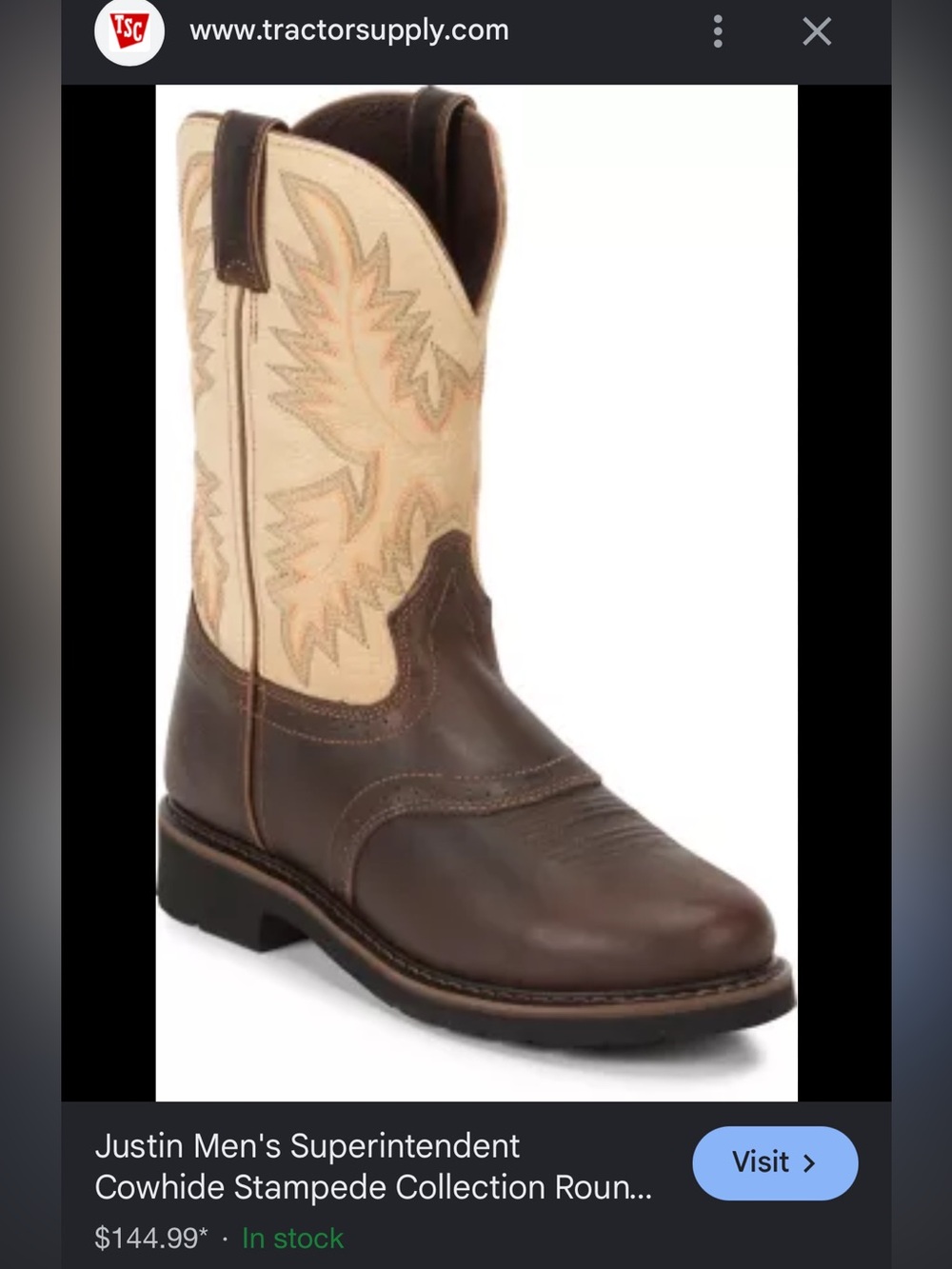 Justin Boots Brown and Tan Work Western Boots